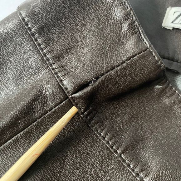 Zara Pants Womens Size Large Brown Faux Leather Wide Leg Crop Straight Read - Picture 10 of 14